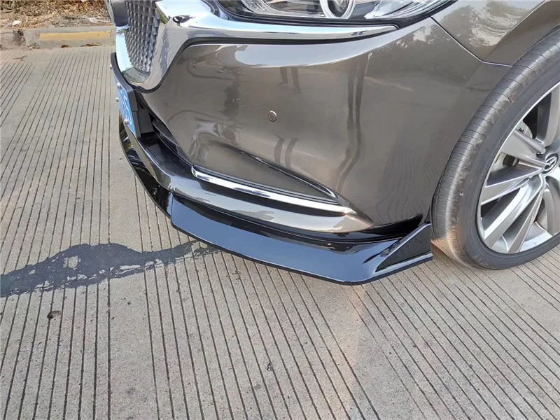 3 шт., передний бампер, спойлер для Mazda 6 Atenza, накладка, углеродное волокно, ABS, глянцевый черный, автомобильные аксессуары - Цвет: Gloss black