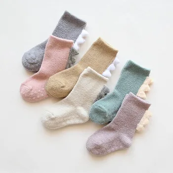 

2019 new autumn and winter coral fleece thick baby socks casual dinosaur 0-1-3 years old children baby socks