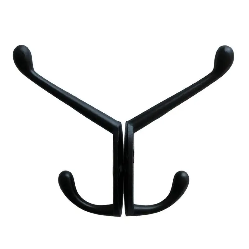 9 Pack heavy duty Coat Hooks Wall Mounted for Hat hardware Dual Prong Retro Coat Hanger with 20 Screws Black Color