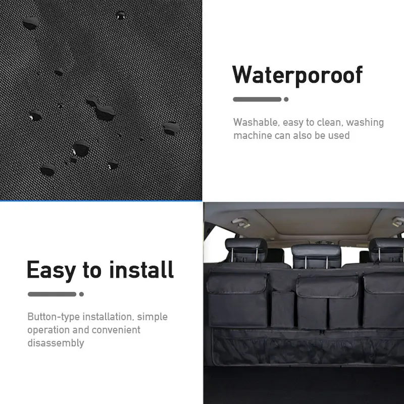 Multi-Pocket Car Trunk Organizer Hanging Back Seat Storage Bag 9 Pockets Waterproof Oxford Cloth Universal Storage Pocket
