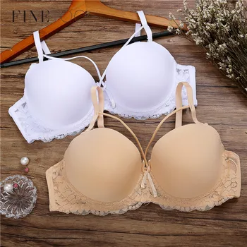 

FINETOO Sexy Bras For Women Smooth Ultrathin 3/4 Cup Bra Racerback Deep V Underwear B C Cup Bras Lingerie 6 Colors Brassiere New