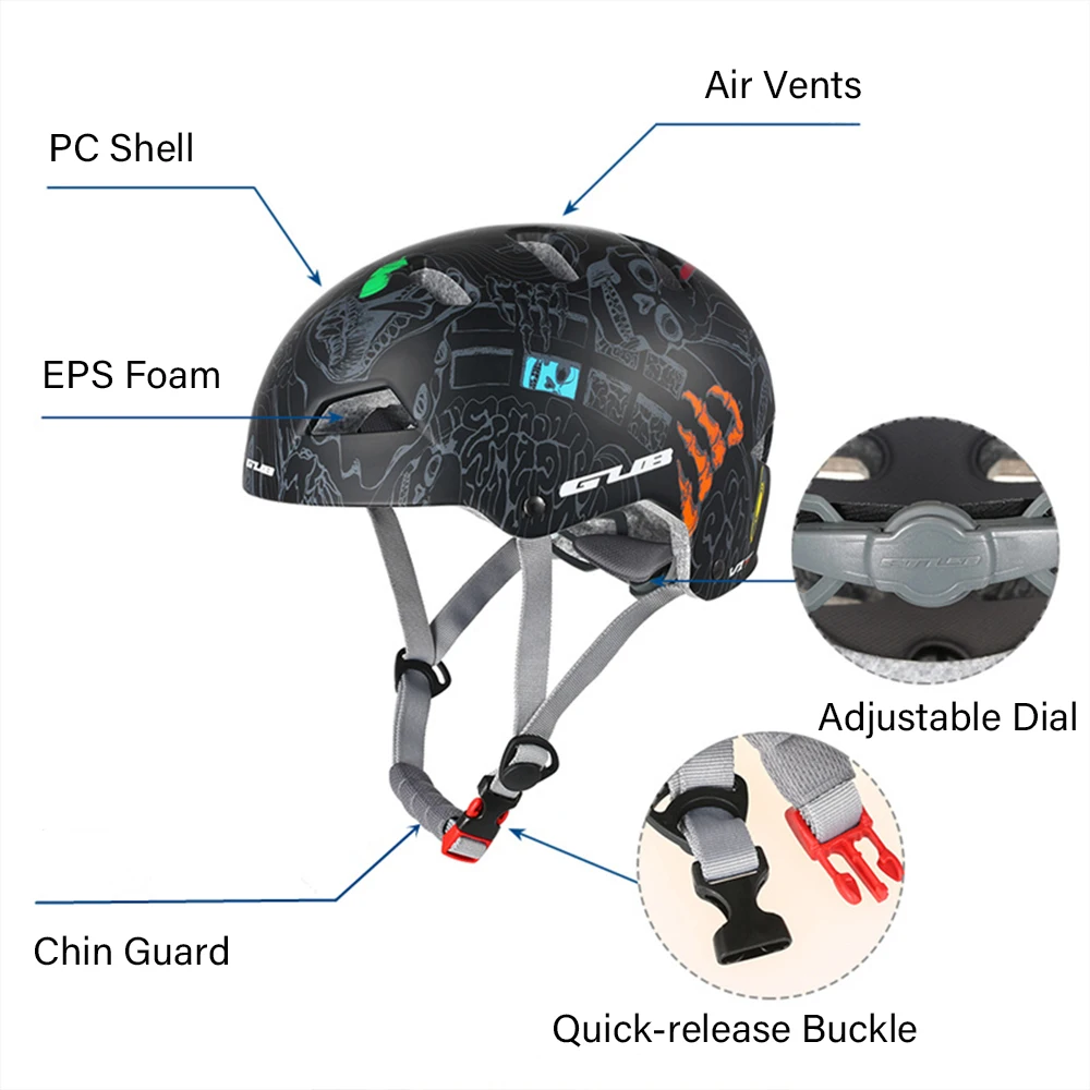 Adult Ultralight Skating Cycling Helmet Skateboard Scooter Head Gear Safety Hat w/ Removable Liner for Cycling Mountain Climbing