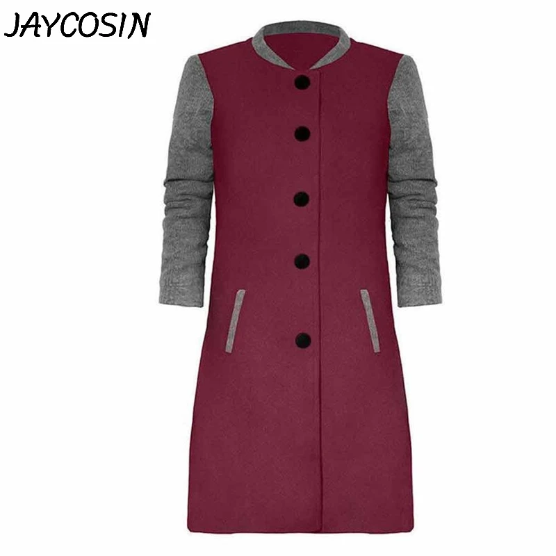 JAYCOSIN женское Шерстяное Пальто Лоскутная куртка-кардиган с длинными рукавами женский свитер-накидка трикотажная Повседневная Верхняя одежда с круглым вырезом casaco a8