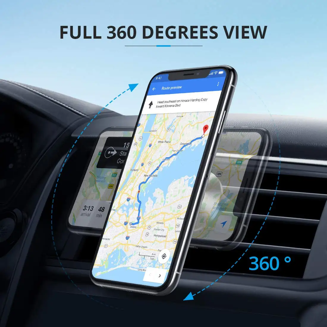 360 Вращающийся магнитный автомобильный держатель для мобильного телефона в автомобиле, gps навигация, универсальный кронштейн, подставка, магнитный держатель