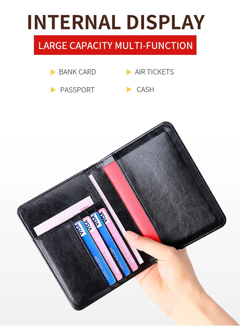 VM Модный чехол-кошелек с держателем для паспорта, RFID, защита от кражи, из натуральной кожи, безопасный Чехол для карт, органайзер для документов для путешествий