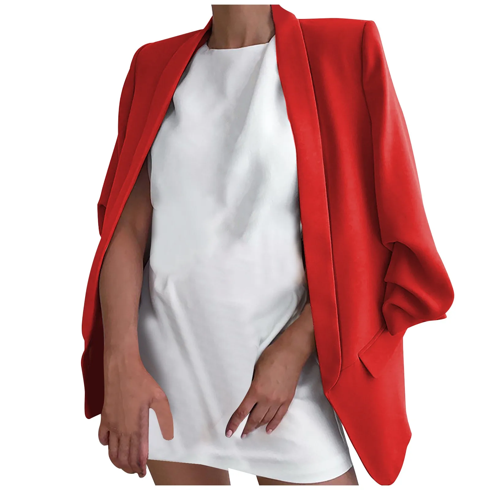 2021 Women Summer loose Suit Jacket  Women's Solid Colour Fashion Lapel Slim Fit Slit Pocket Cardigan Suit Coat formal blazer 2