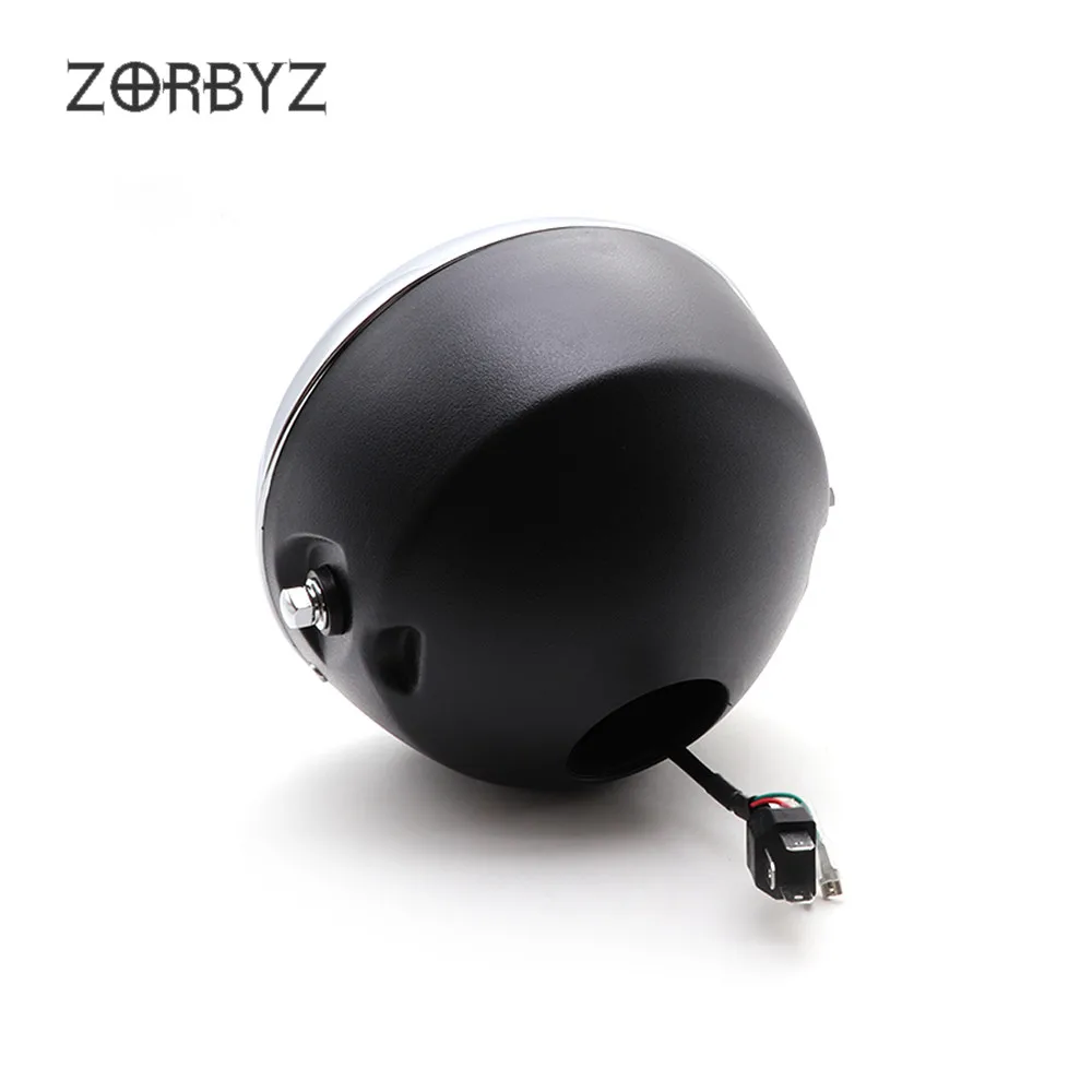 ZORBYZ " Хромированный кольцевой чехол светодиодный светильник на переднюю голову с янтарным/белым ангельским глазом светильник для Harley Yamaha Honda Triumph Cruisers Chopper