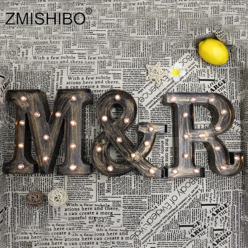 ZMISHIBO A-Z и светодиодный ночник в промышленном стиле с буквенным принтом, праздничное освещение для бара, кафе, магазина, домашнее освещение, настенный ночник с 3D алфавитом