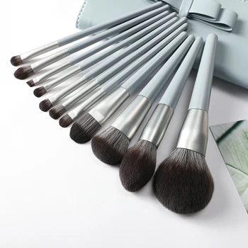 

light blue Makeup Brush Set 10pcs Make Up Brushes Tools fiber hair Powder Blush Eyeshadow Brush Cosmetic Set
