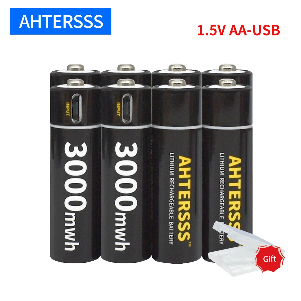 

USB 1.5v li-ion aa battery 3000wmh 2A lithium rechargeable battery Constant voltage
