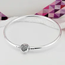 Оригинальное сердце с кристаллами Круговая застежка для браслета подходит бусины из стерлингового серебра 925 Шарм браслет Diy Европа ювелирные изделия