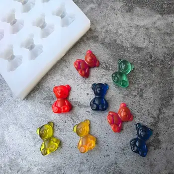 

8pcs Lovely Bears Shape Silicone mould for Handmade bracelet manual Ring PU epox