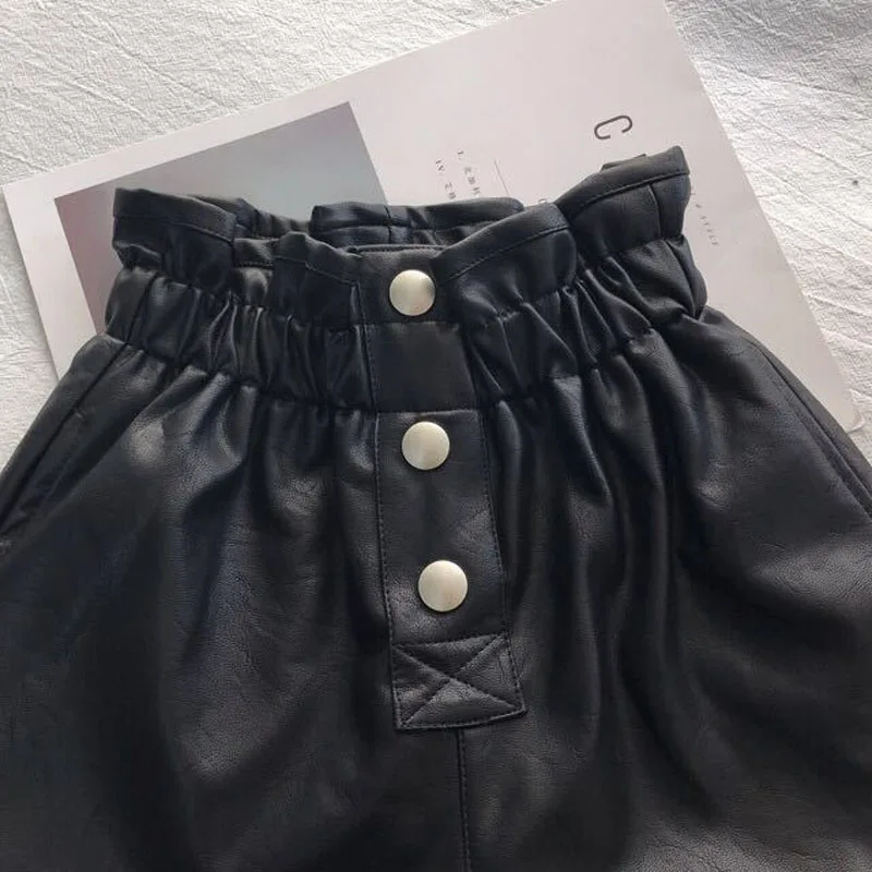 Girls Velvet Leather Shorts Autumn Winter High Waist kids shorts
