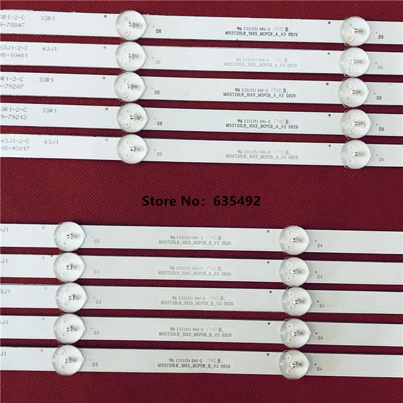 10PCS LED 백라이트 스트립 10 램프 L55M5-AZ 55TV MI55T20LB_10X5_MCPCB A B 유형 V2 0710 E331251 L55M5-AD L55M5-AZ