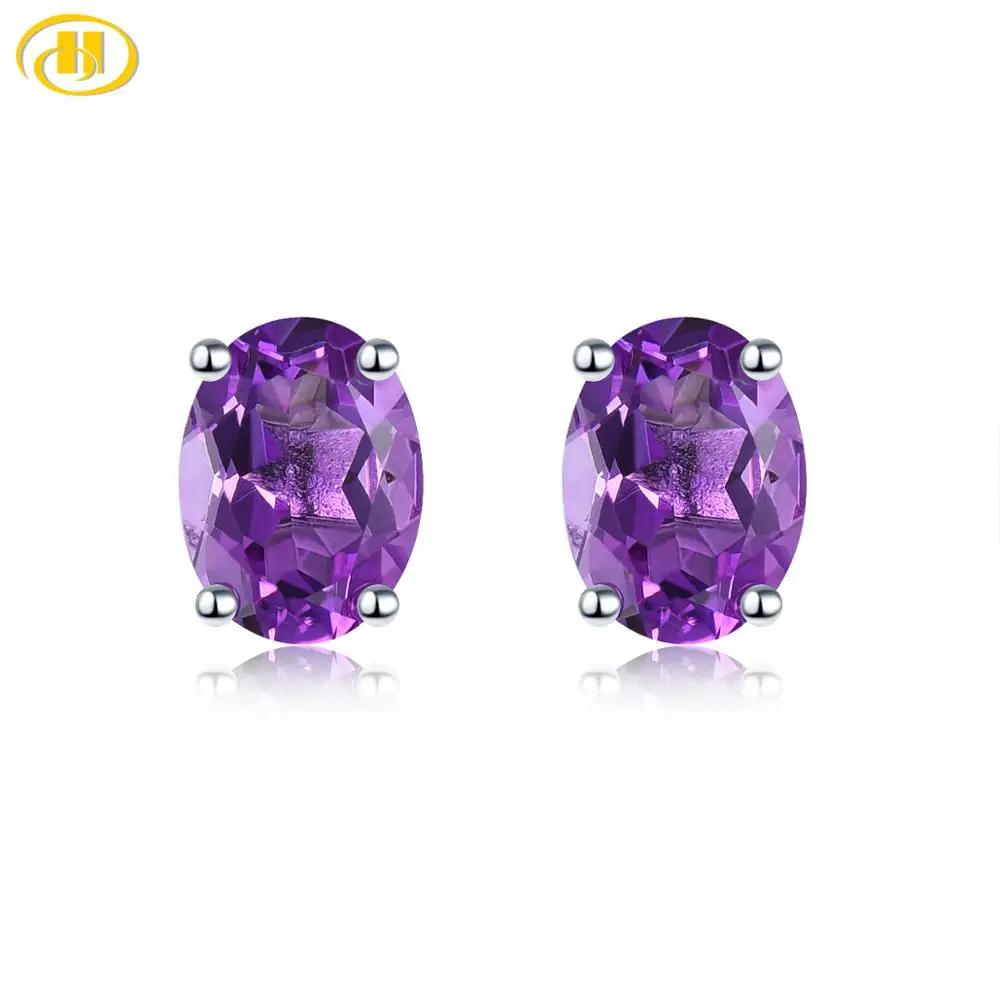 Hutang 2.23ct подлинные серьги с аметистом цельное серебро 925 пробы ювелирные изделия для женщин корейские