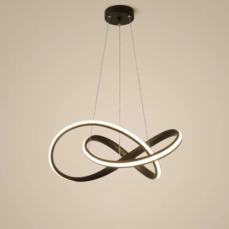 

Modern LED Pendant Lights For Dining Room Black Rings Circle Living Bedroom Hanging Lamp Fixtures With Remote Control Luminaire