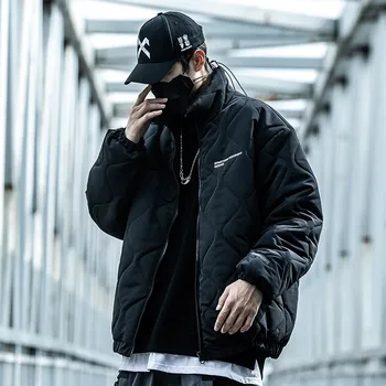 

tide winter ling lattice cotton-padded jacket male han edition tide in , popular handsome coat collar cotton-padded clos