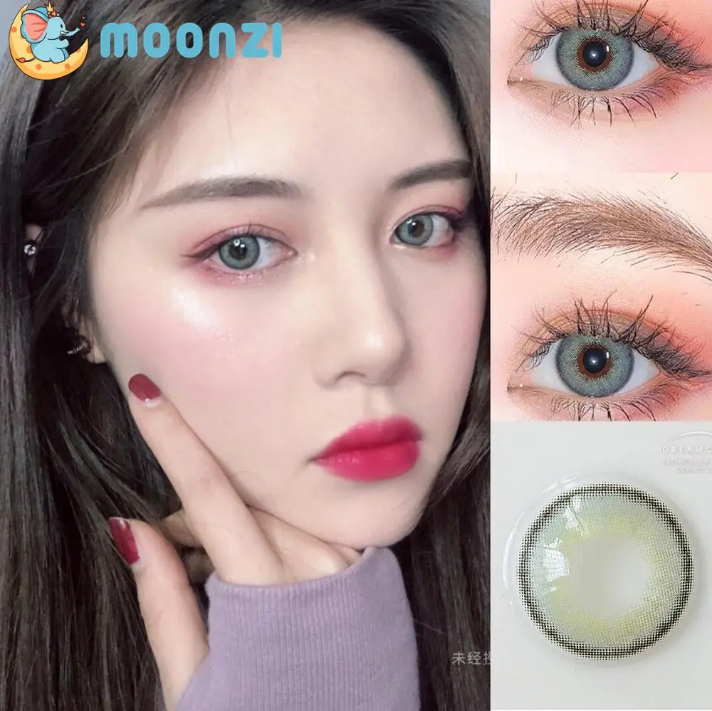 

MOONZI Europe Oban GRAY Colored Contact Lenses for eyes Makeup small beauty pupil yearly 2pcs/pair Myopia prescription degrees