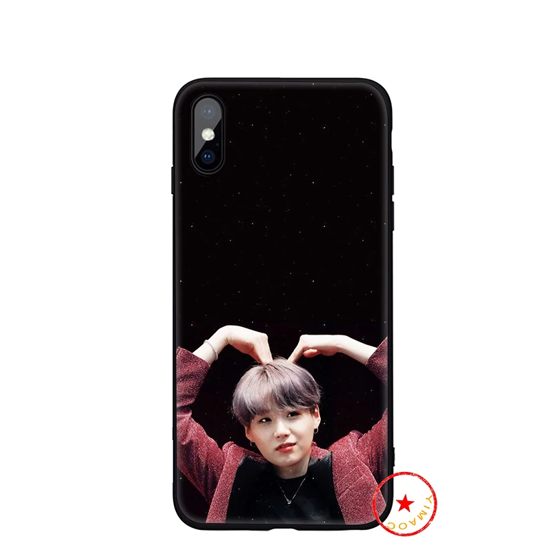 Suga K Pop Min Yoongi K Pop Мягкий силиконовый чехол для телефона iPhone 11 Pro Xs Max X или 10 8 7 6S Plus 5 5S SE Xr 6 Plus 7Plus 8 - Цвет: 1