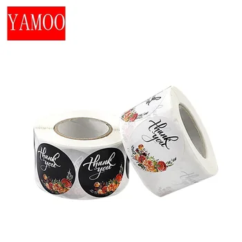 

Round Floral Thank You Sticker 1inch Multi Color Flower Design handmade Stickers for offer stationery sticker 500Pcs per roll