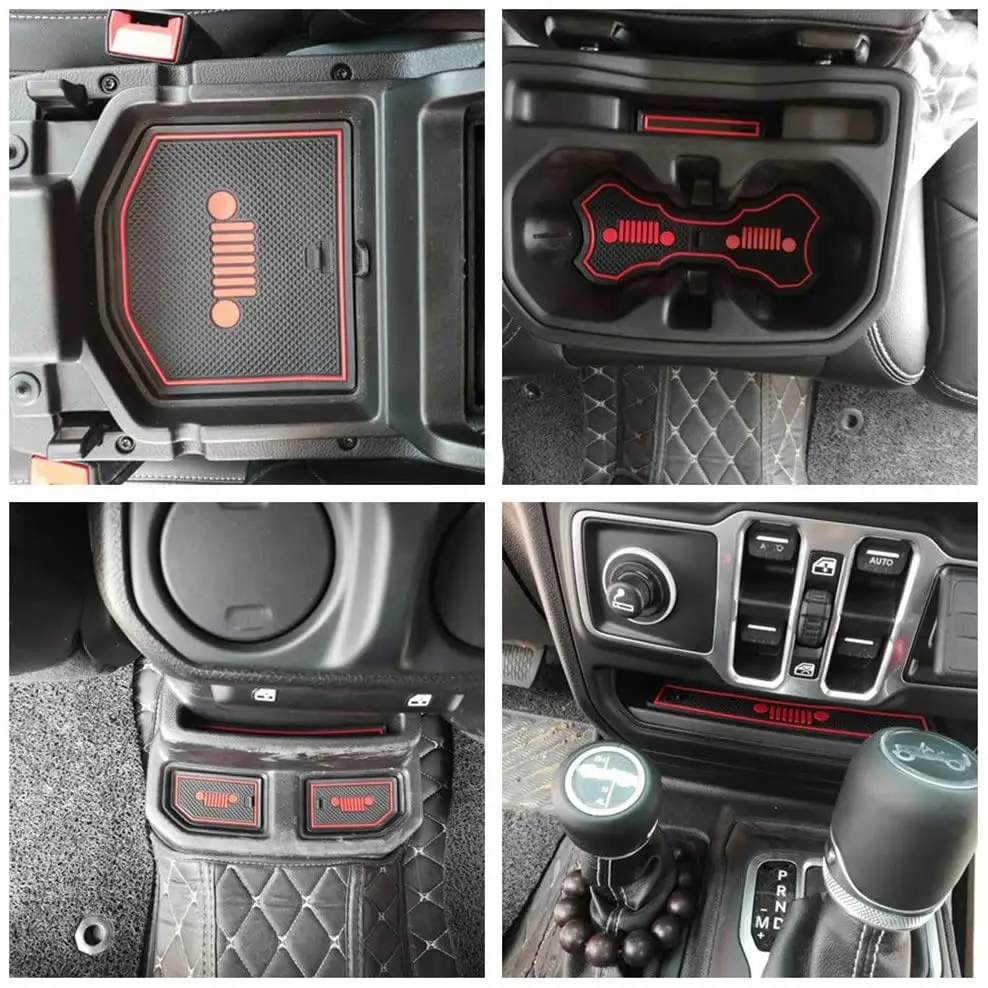 Cup Mat Door Gate Slot Cushion Non-Slip Latex Mats Automobile Interior Decoration for-Jeep Wrangler JLU 4 doors