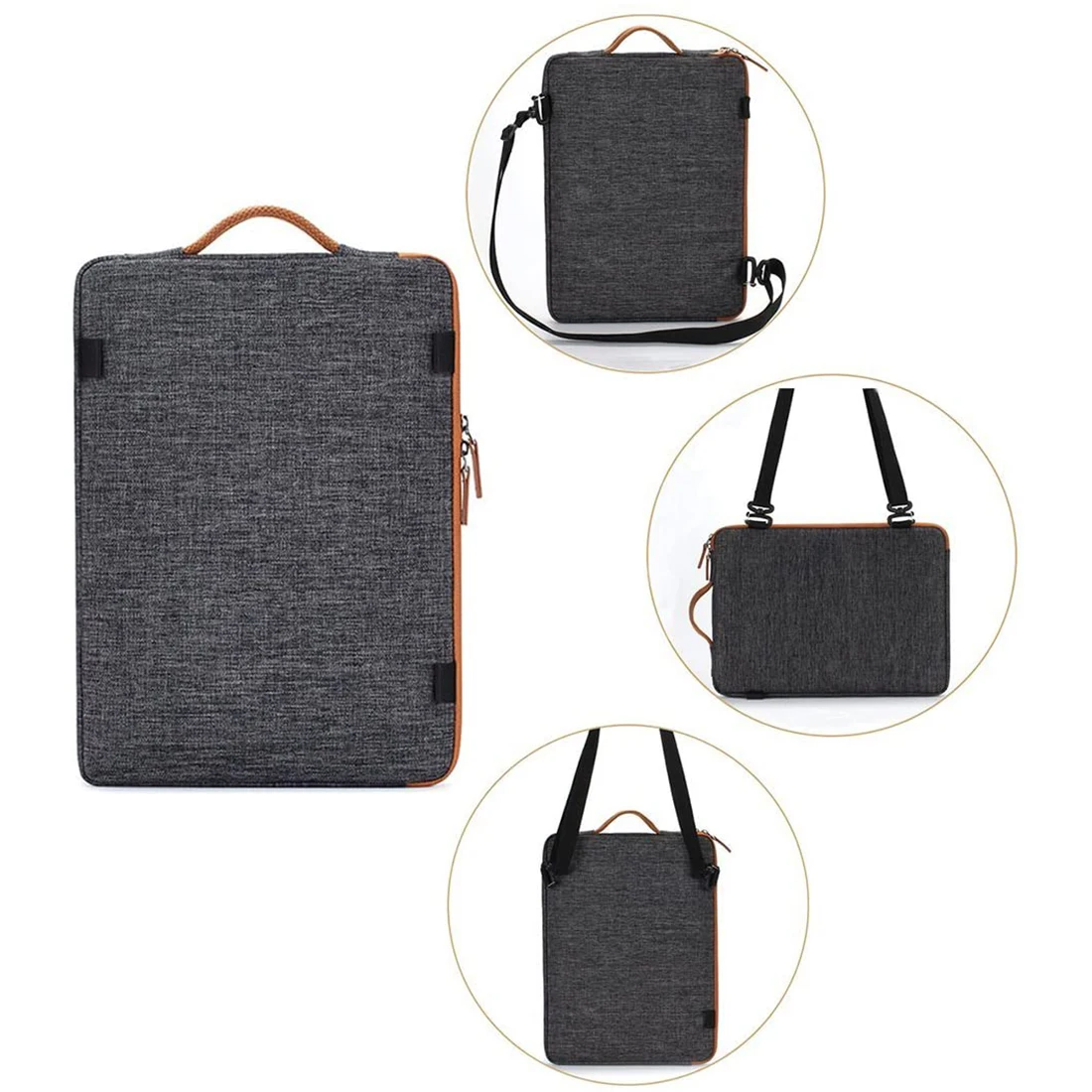 DOMISO 11 13 14 15.6 17.3 Inch Waterproof Laptop Bag Polyester with USB Charging Port Headphone Hole Notebook Laptop Sleeve