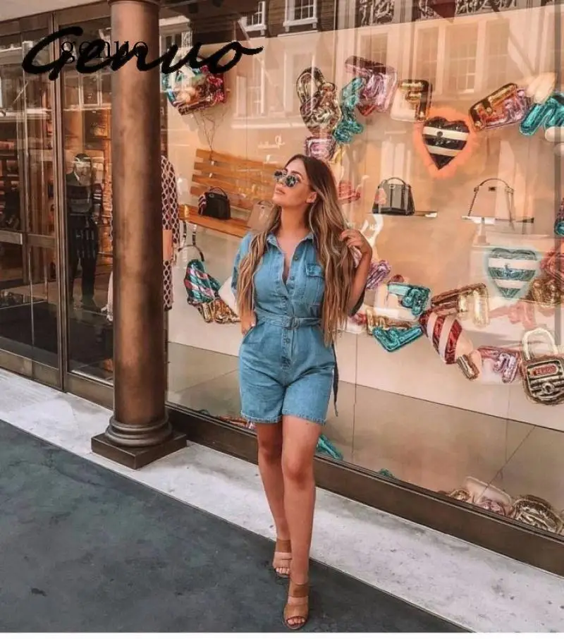 Women Casual Summer Denim Romper High Waist Jeans Overall BF Wide Leg Jumpers Lapel Pocket Shorts Jumpsuit Playsuit Jumpsuits Women Casual Summer Denim Romper High Waist Jeans Overall BF Wide Leg Jumpers Lapel Pocket Shorts Jumpsuit Playsuit Jumpsuits