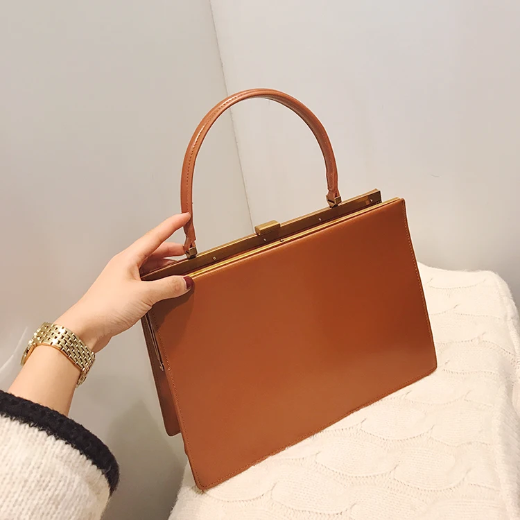 borsa da donna vintage con grande clip, borsa da donna casual, grande capacità, in pelle PU, borse alla moda da donna 2021_voghion.com