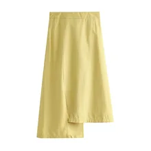 Летняя женская Однотонная юбка с эластичной резинкой на талии повседневные асимметричные юбки с разрезом 3390LY