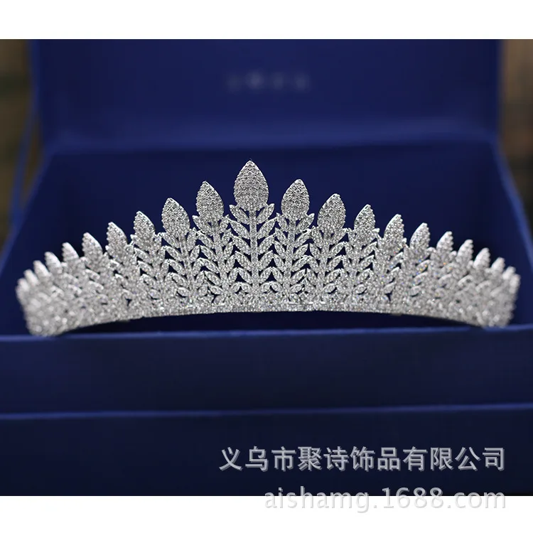 Стиль микро проложить полностью циркон невесты головной убор свадьба корона украшение для волос свадебный орнамент для одежды 1236