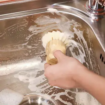 

Palm Pot Brush- Bamboo Mini Scrub Brush Coconut Bristles Pot Brushes Dish Scrubber for Cast Iron Skillet, Kitchen Sink, Bathroom