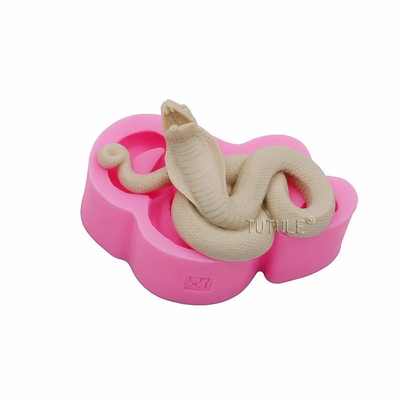Змея силиконовая форма, для кекса для глины, ювелирных изделий, фермы формы для выпекания шоколадного печенья-пищевой безопасный для помадки змея плесень Шарм-змея силиконовая форма - Цвет: Pink