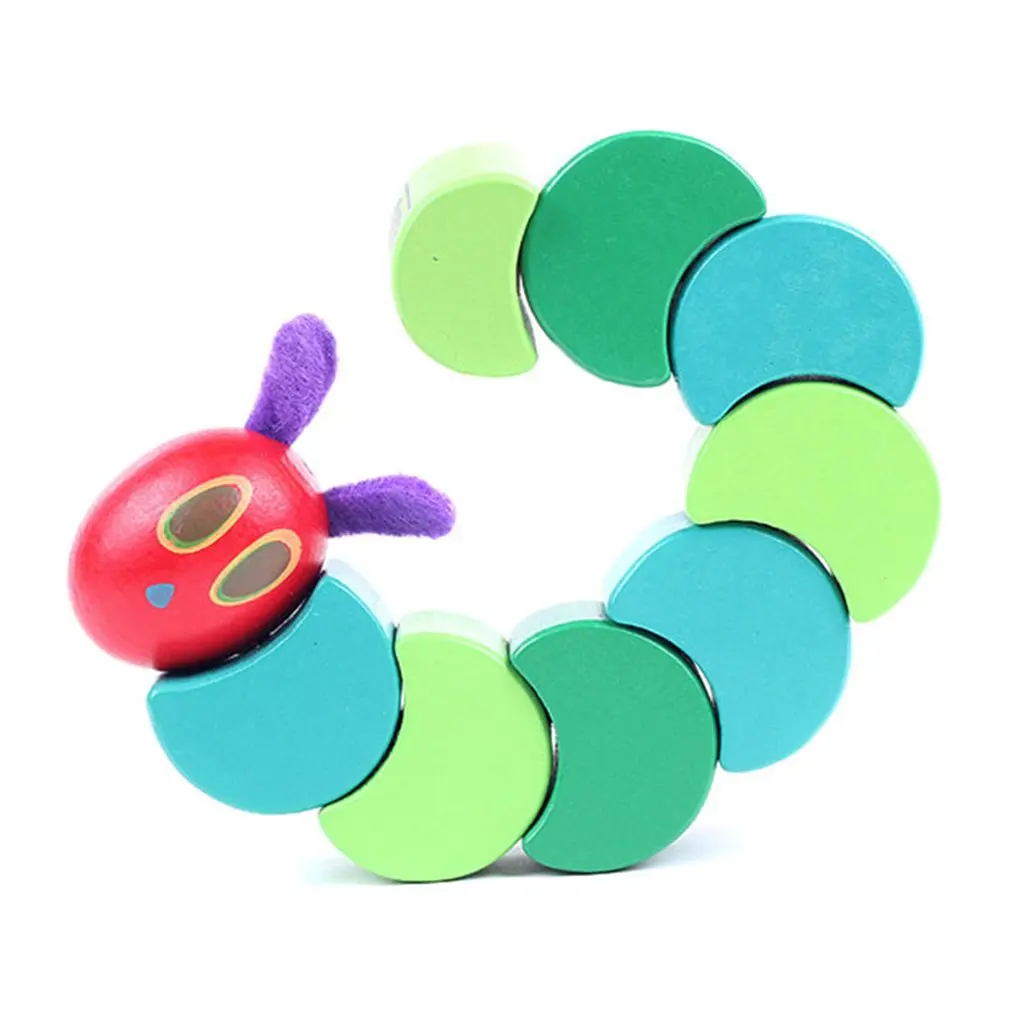 

Wooden Baby Finger Flexible Blocks the Very Hungry Caterpillars Twist Toy Bright Color Shilly Insects Educational Toys for Kidss