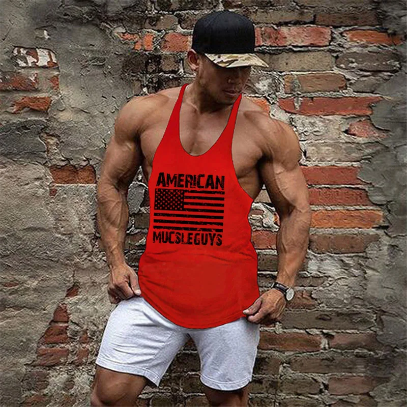 Brand Gym Clothing Bodybuilding Mens Back Tank Top Vest Muscle Fashion Sleeveless Stringer Singlets Fitness Workout Sports Shirt