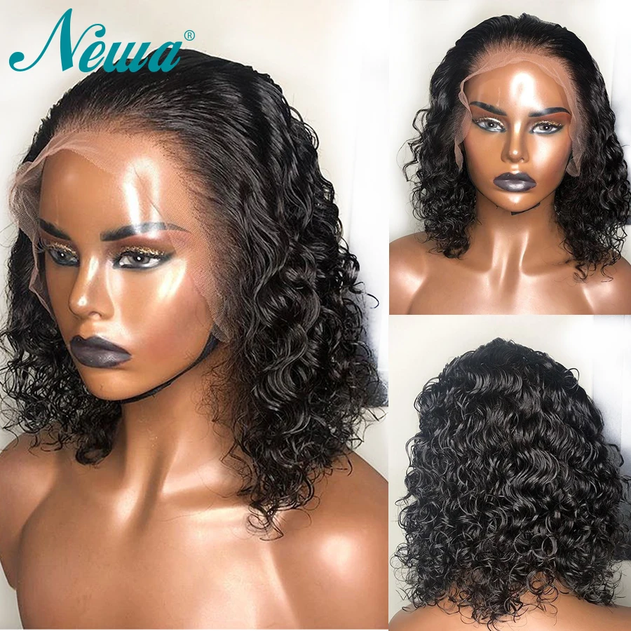 

Newa Hair Curly Full Lace Human Hair Wigs With Baby Hair Pre Plucked Short Full Lace Bob Wig For Black Women Brazilian Remy Hair