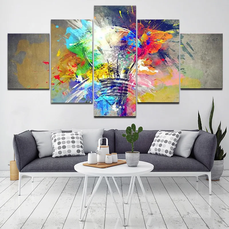 

Colorful light Abstract Art Wall Printed Canvas 5 Panel Landscapes Pictures For Living Room Bedroom Modern Home Decoration