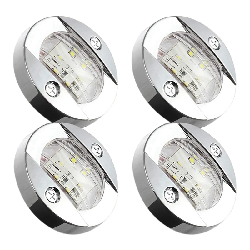 Pack of 4 TCTAuto Blue Marine LED Lights for Boats Courtesy Cabin Stern Transom Interior Navigation Lights 3 Inch 12V Round with Clear Lens Waterproof
