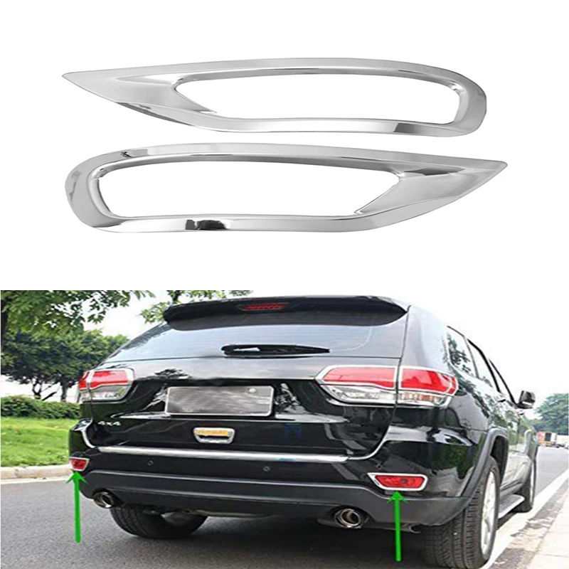 

For Jeep Grand Cherokee 2011-20191 Pair Chrome Rear Fog Lamp Lampshade Trim Reflector Bumper Frame Border Surround Protection