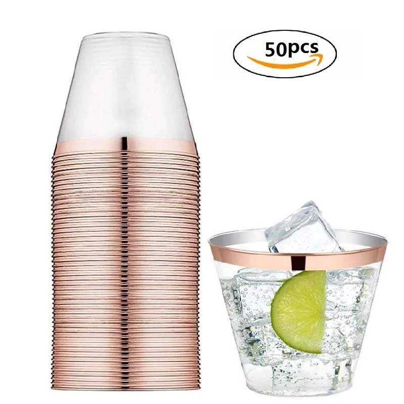 Rose Gold plastic tumblers (7)