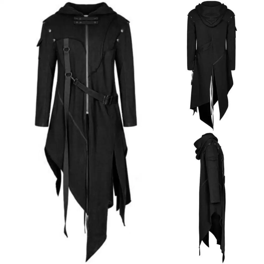 Youmymine Men Long Sleeve Gothic Steampunk Button Coat Vintage Fashion Tailcoat Uniform Costume Jacket