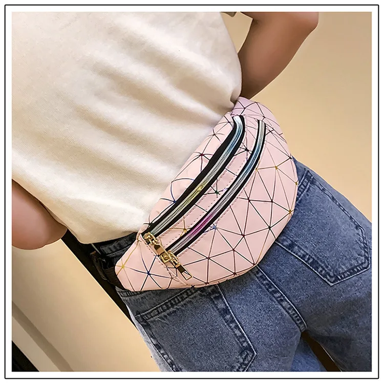 Новые блестки для ногтей Fanny Pack Feminina Тонкий блестящий неоновый поясной мешок ПВХ водонепроницаемая поясная дорожная сумка Хип сумки для