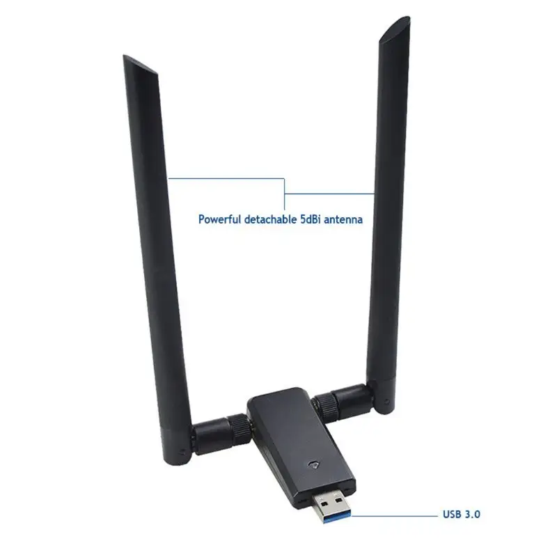 USB WiFi адаптер двухдиапазонный 2,4 ГГц/5,8 ГГц 1200 Мбит/с антенна с высоким коэффициентом усиления USB 3,0 беспроводной сетевой адаптер USB WiFi адаптер двухдиапазонный