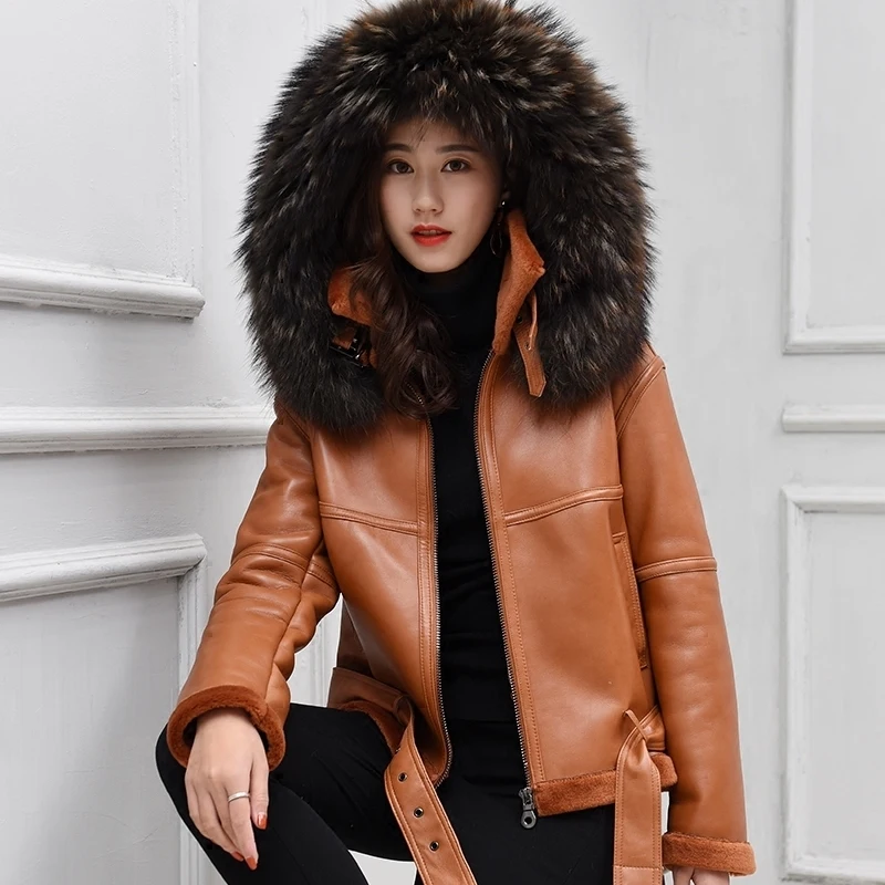 Genuine Leather Jacket Natural Fox Fur 