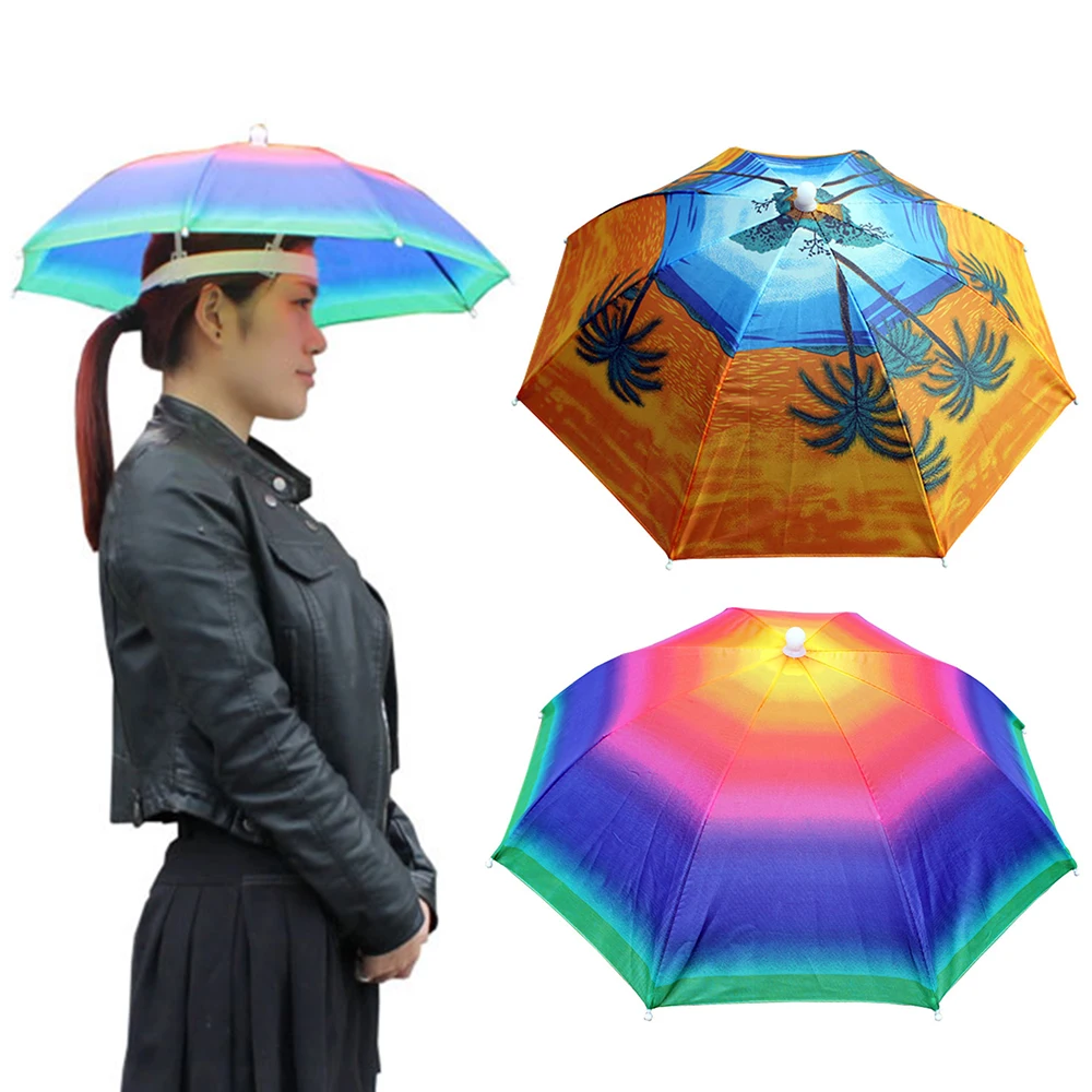 

Portable Head Umbrella Hat Foldable Rain Gear Fishing Hat Anti-Rain Fishing Anti-Sun Adults Children Outdoor Sunscreen Umbrella