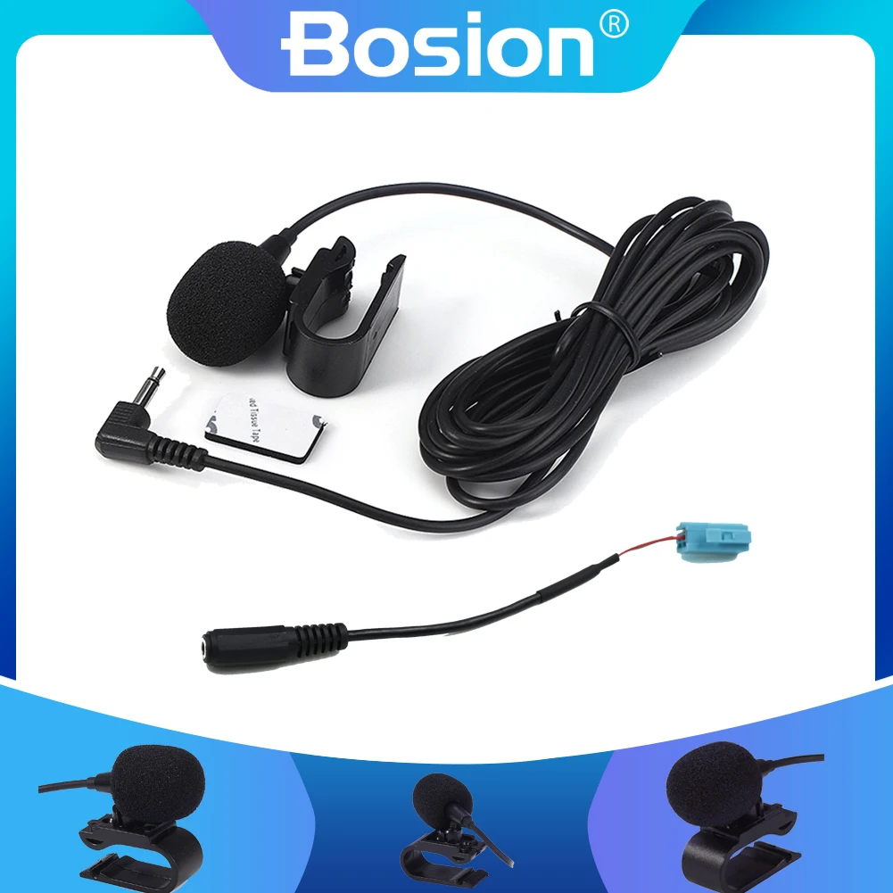 Bosion-Micrófono de Audio profesional para coche, Mini micrófono externo estéreo con conector de 3,5mm, con cable, para Radio, DVD, 3m de largo