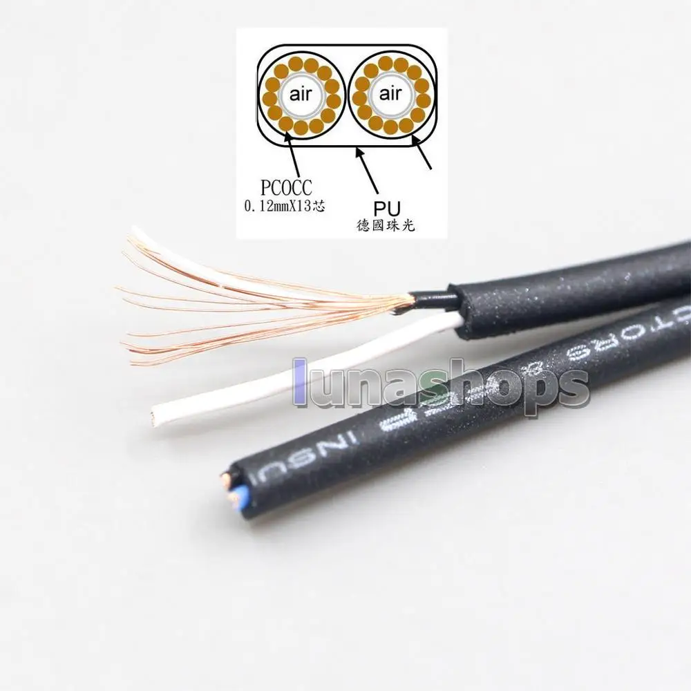 LN007254 Black 99 Pure PCOCC Earphone Cable For OLLO Audio S4 MIXING S4R Recording S4X Reference HPS Headphone