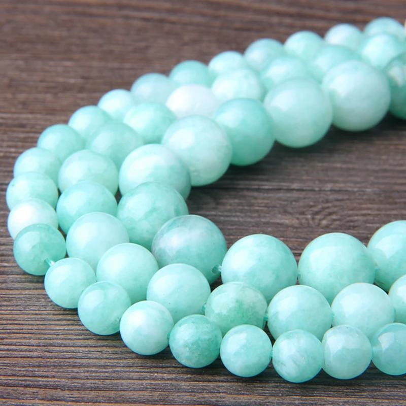 

6 8 10mm High quality natural aquamarin beads Round blue Loose Spacer Beads for jewelry making Free Shipping Chalcedony beads