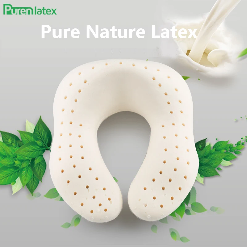 Дорожная подушка PurenLatex U-образной формы для шеи ортопедическая из натурального