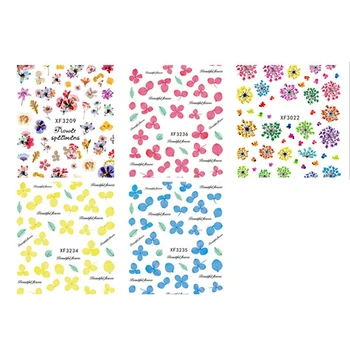 

20Pcs Nail Art Decorative Stickers 3D Self-Adhesive DIY Decals Flower Design Rainbow Color Manicure Stickers Decals Flora Painti