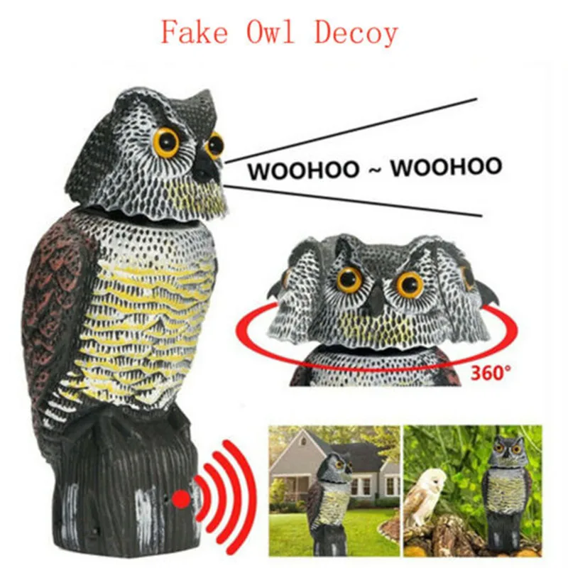 360° Rotating Head Sound &amp Shadow Control Scarecrow Simulation Owl Scarer Repel Pest Crow Mouse Snake | Электроника